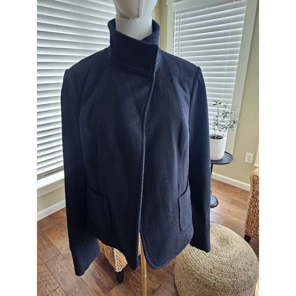 Old Navy Women’s Black Two Button Open Front Wool Long Pea Coat NWT Women's M - Picture 1 of 10